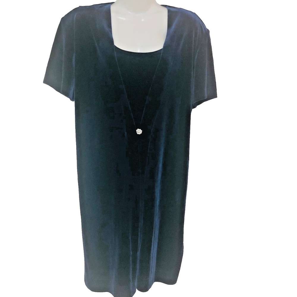 Vintage Rhapsody Velvet Dress Womens 14 Navy USA Feminine Y2K Minimalist Duster